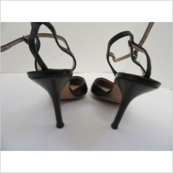 VERA WANG BLACK LEATHER PUMPS W/ ANKLE STRAP SZ 36 - Picture 5 of 6